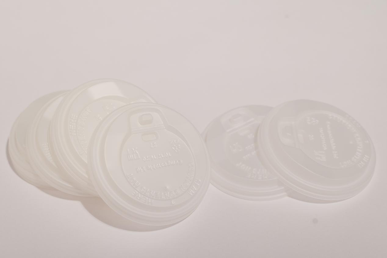 CPLA 90mm 일회용 플립탑 내추럴 컬러 컵 뚜껑